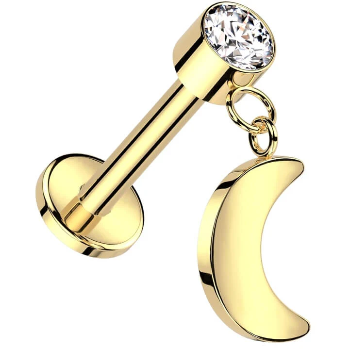 Titanium Labret moon bezel setting zirconia Push-In - Image 3