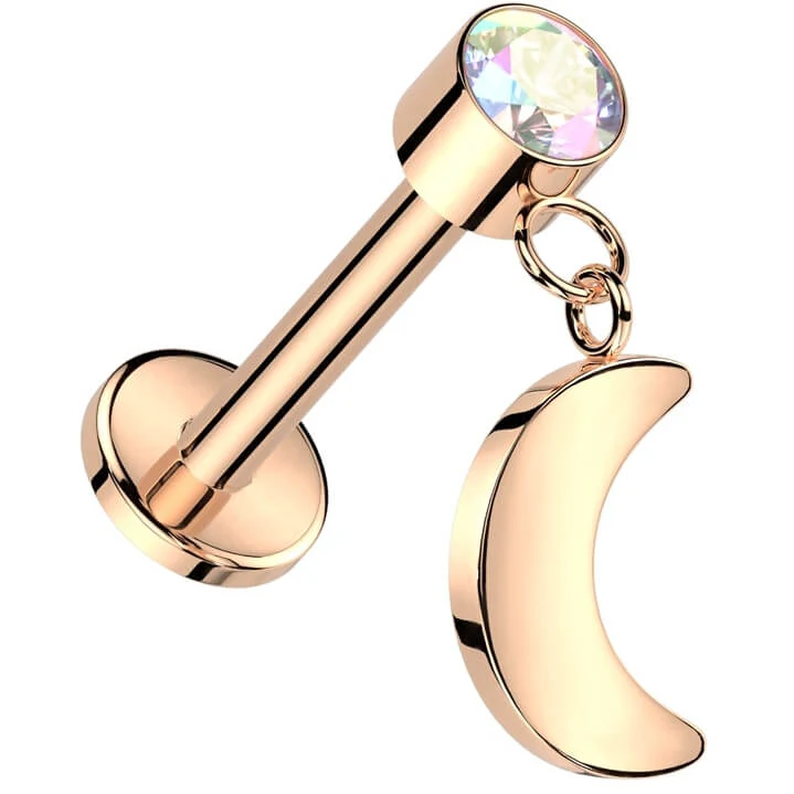 Titanium Labret moon bezel setting zirconia Push-In - Image 5