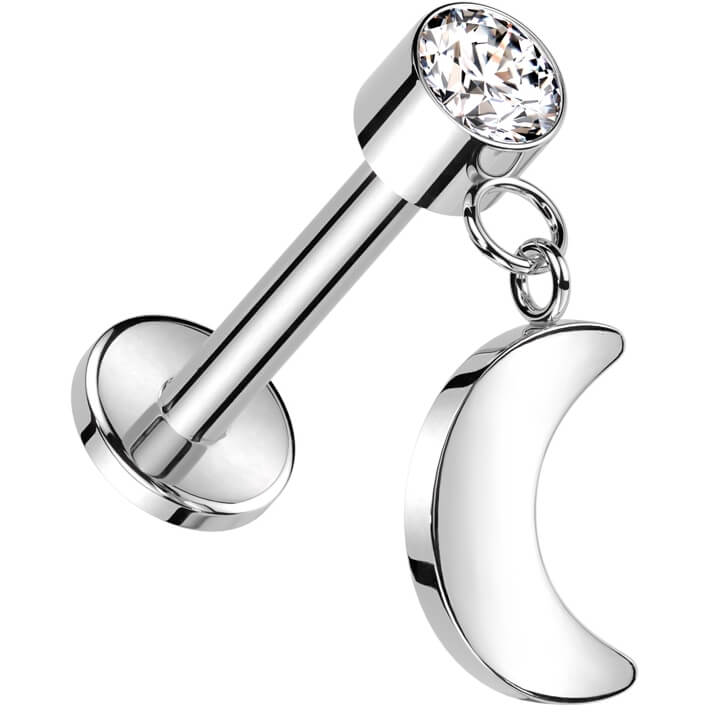 Titanium Labret moon bezel setting zirconia Push-In - Image 6