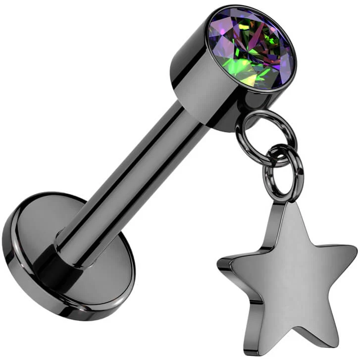 Titanium Labret star dangle zirconia Push-In - Image 4
