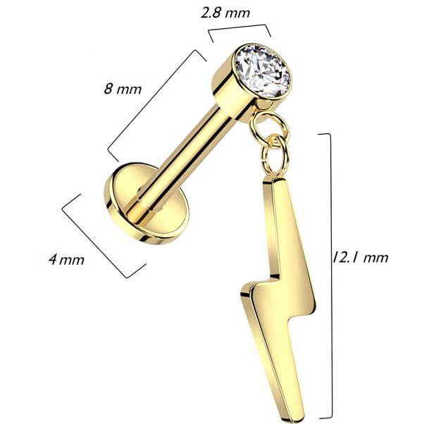 Titanium Labret lightening dangle zirconia Push-In - Image 2