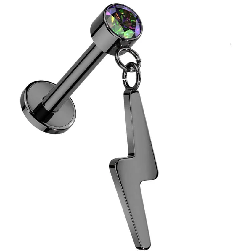 Titanium Labret lightening dangle zirconia Push-In - Image 4