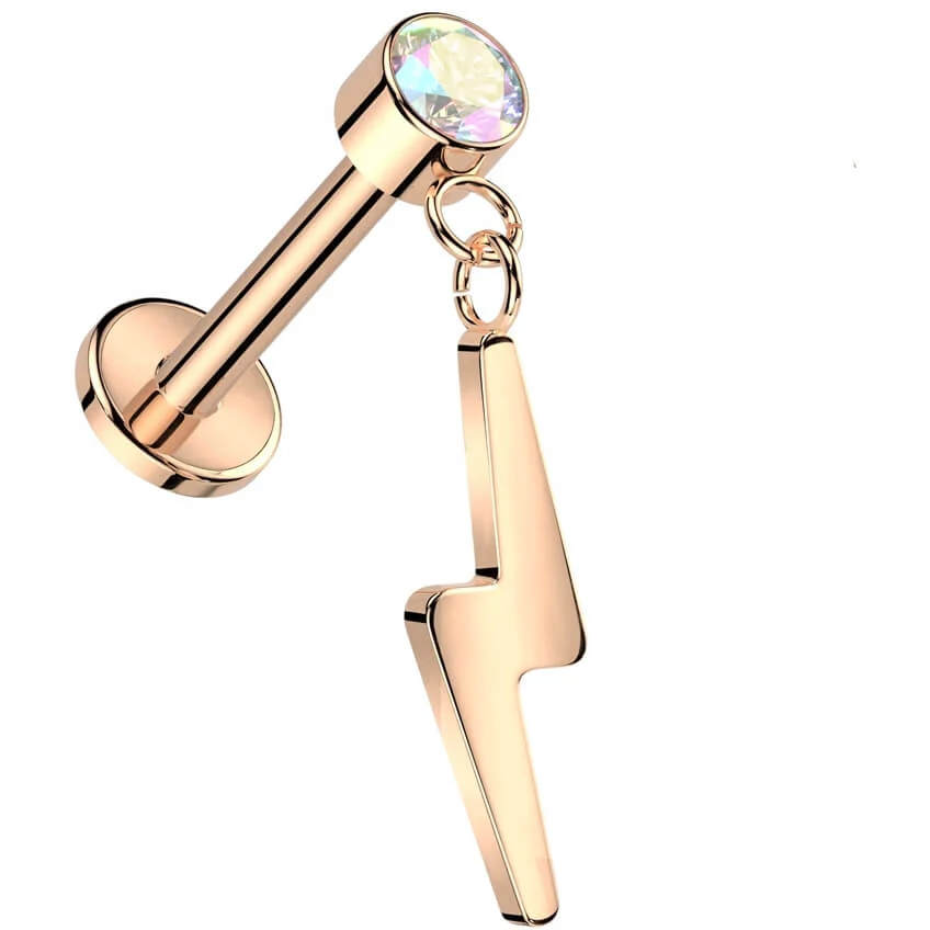 Titanium Labret lightening dangle zirconia Push-In - Image 5