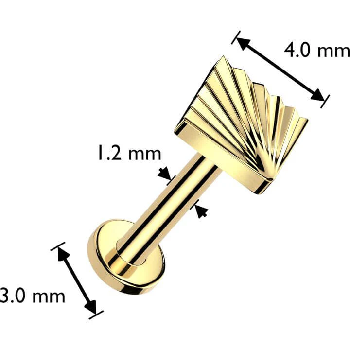 Titanium Labret Square diamond cut Push-In - Image 2