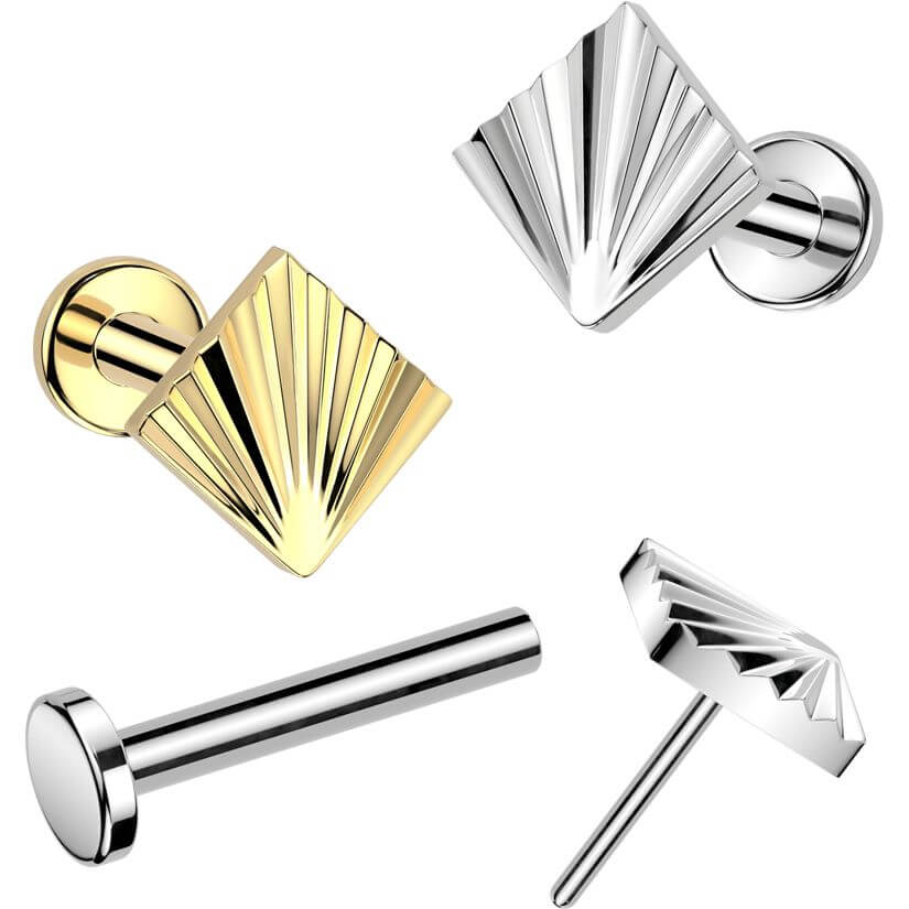 Titanium Labret Square diamond cut Push-In - Image 3