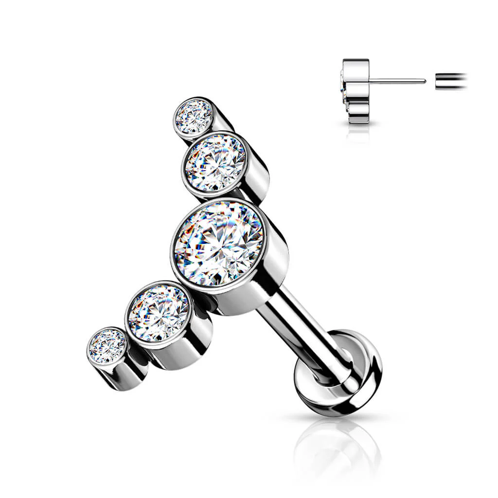 Titanium Labret 5 Zirconia Silver Push-In - Image 4