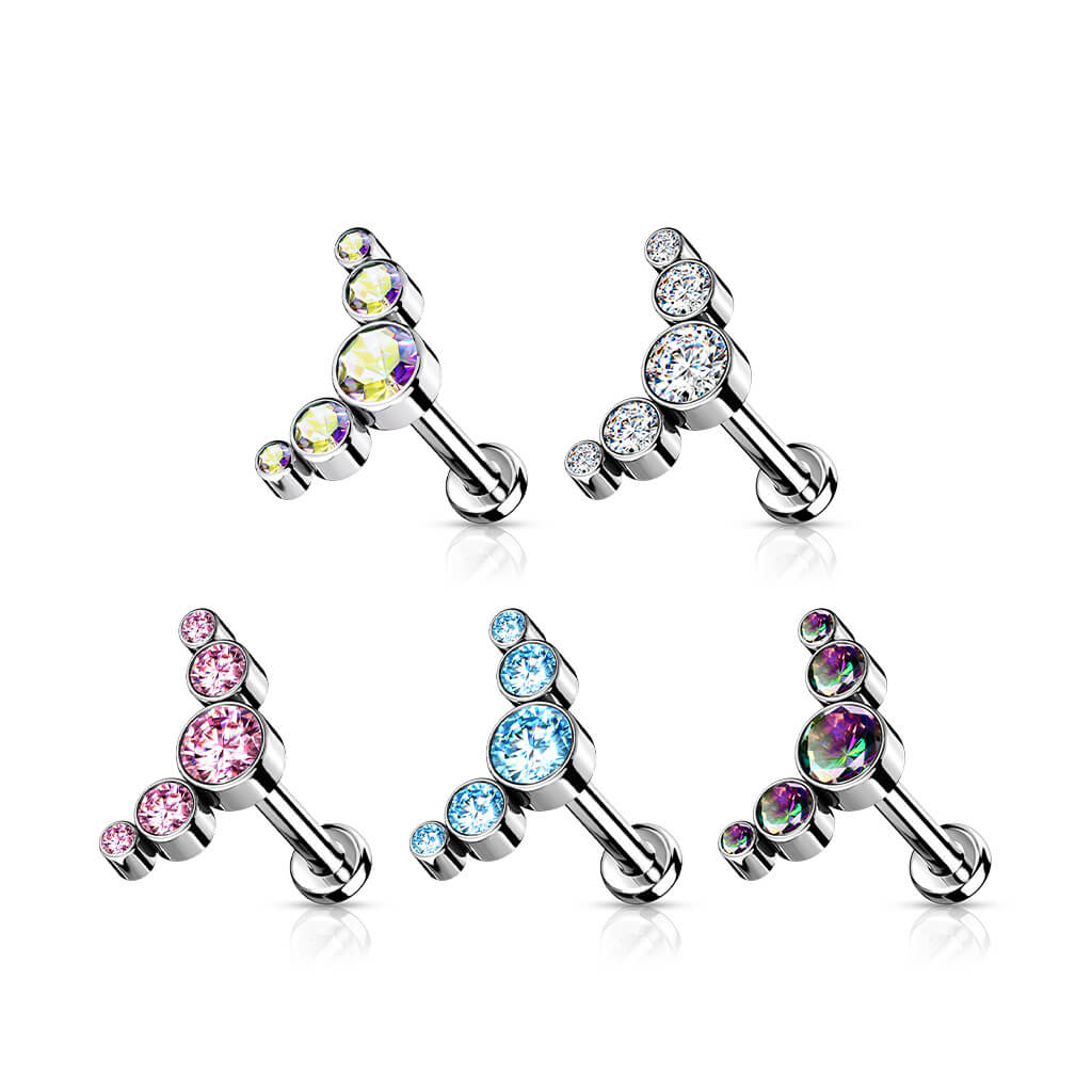 Titanium Labret 5 Zirconia Silver Push-In - Image 5