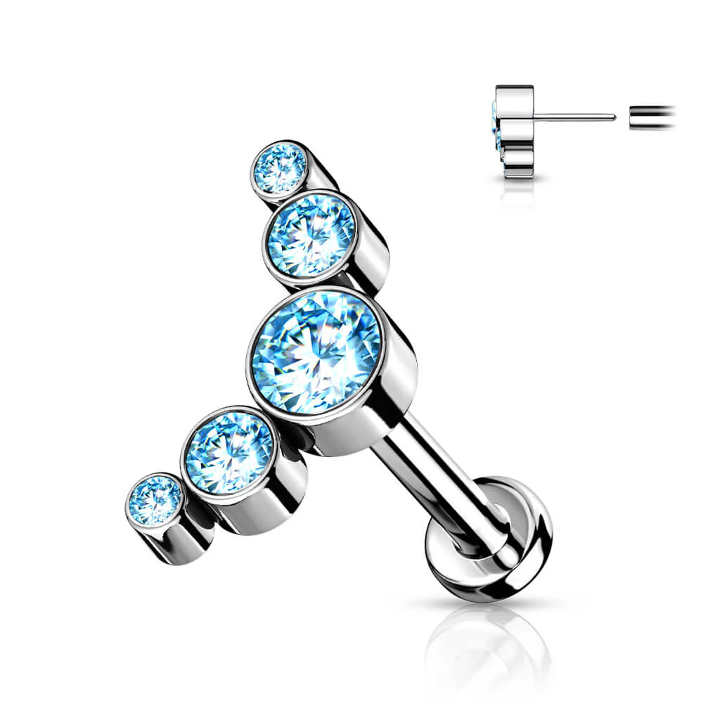 Titanium Labret 5 Zirconia Silver Push-In - Image 8
