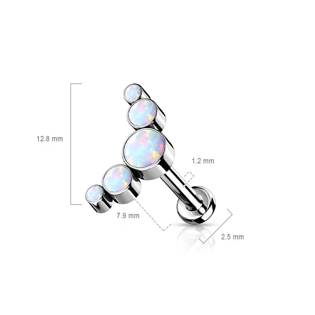 Titanium Labret 5 Opal Silver Push-In - Image 3