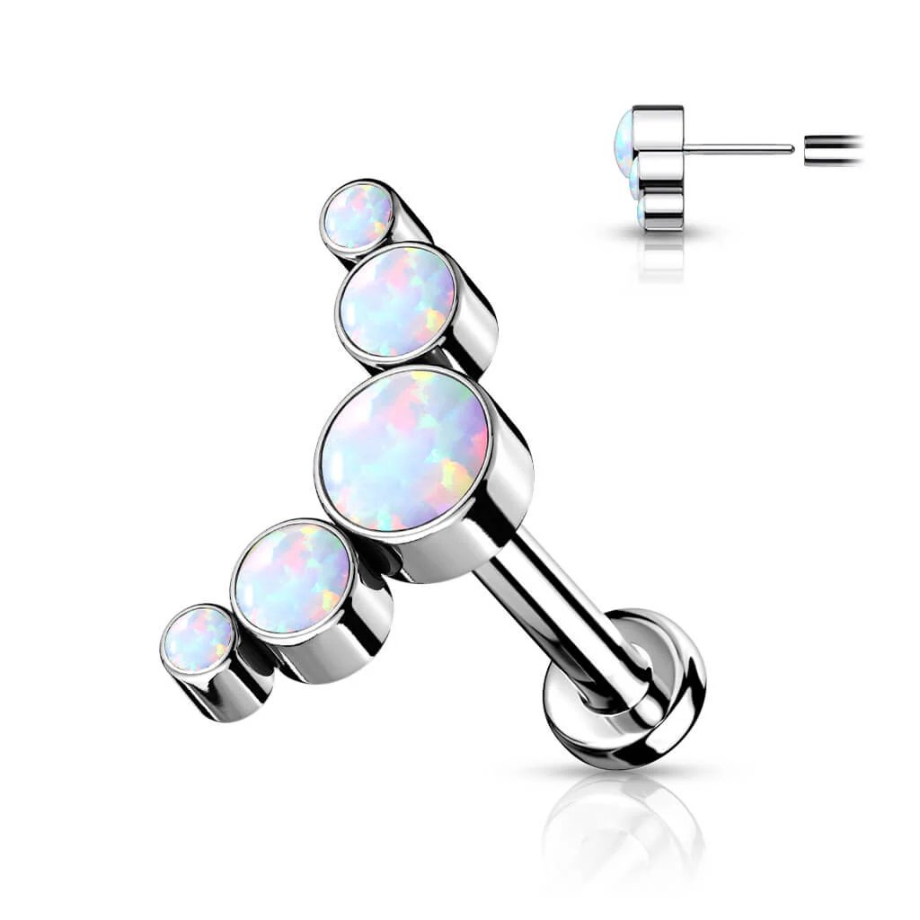 Titanium Labret 5 Opal Silver Push-In - Image 4