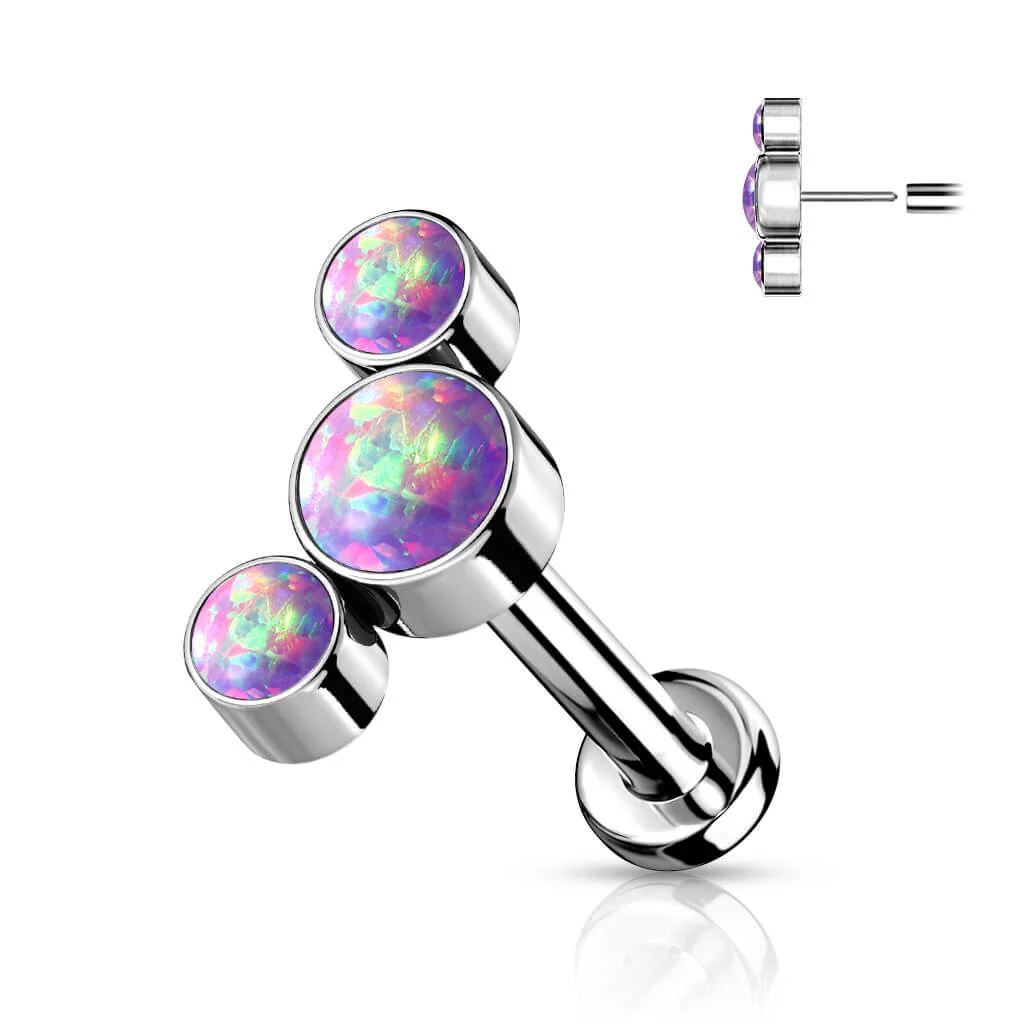 Titanium Labret 3 Opal Silver Push-In - Image 9