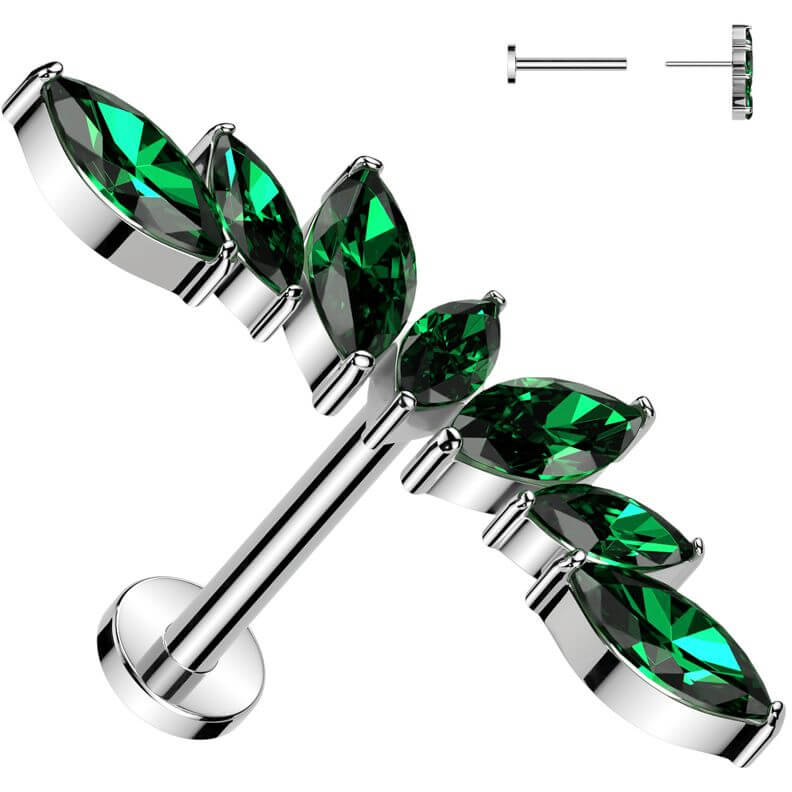 Titanium Labret Fan Marquise cut zirconia Push-In - Image 5
