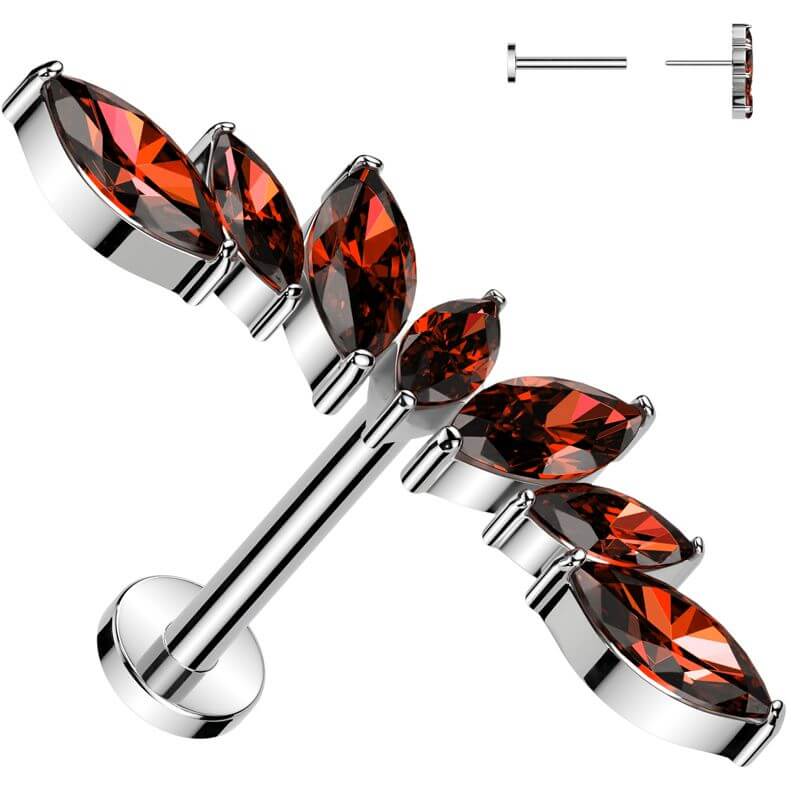 Titanium Labret Fan Marquise cut zirconia Push-In - Image 6