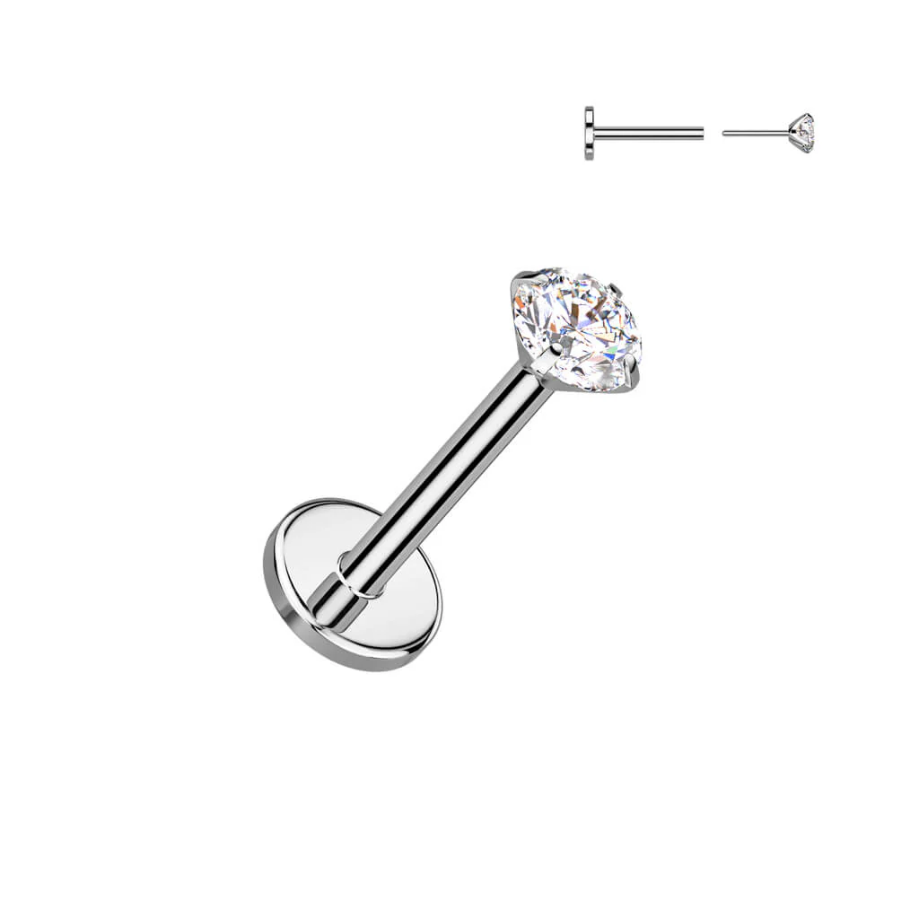 Titanium Labret zirconia prong setting 4mm base Push-In - Image 4