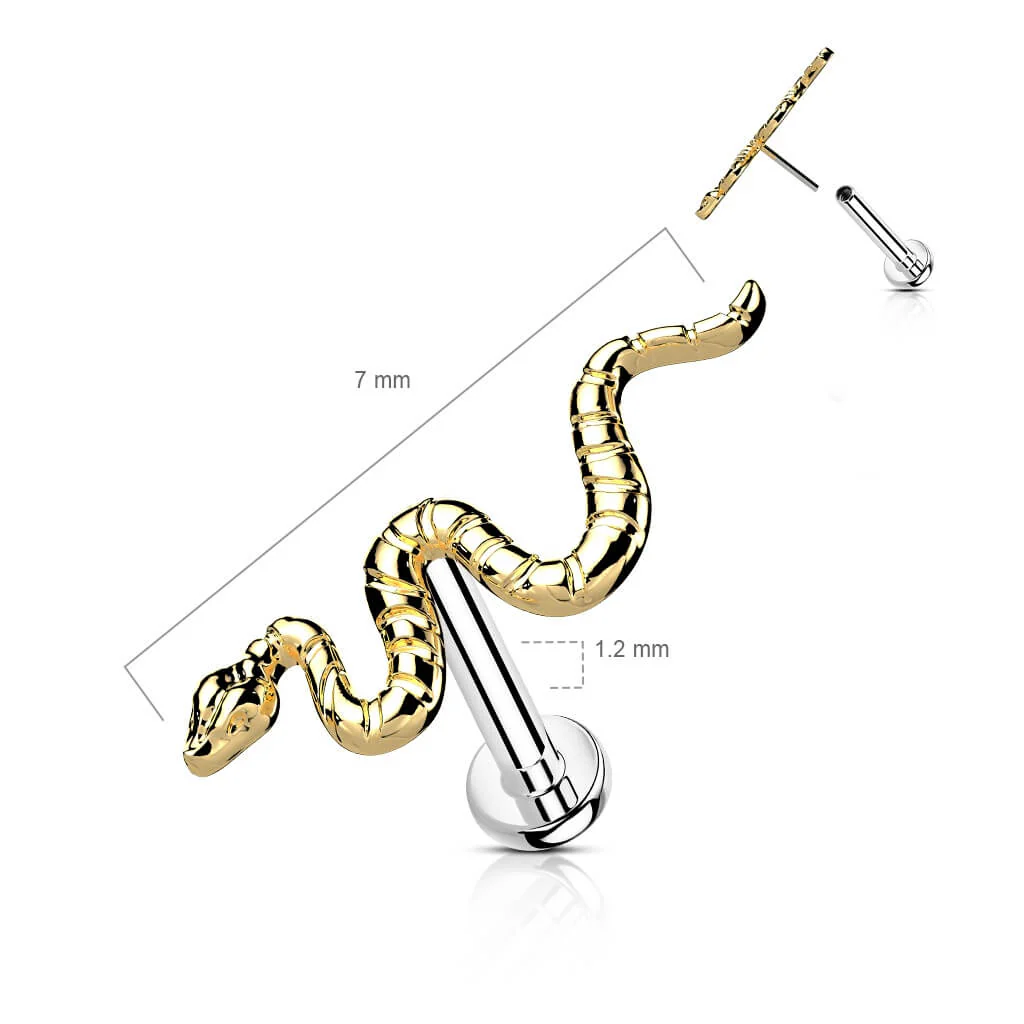 Titanium Labret Snake Gold Push-In - Image 3