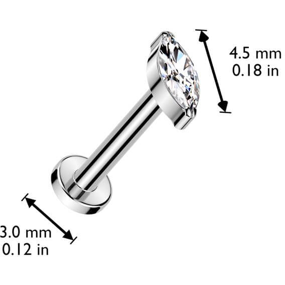 Titanium Labret zirconia marquise cut Push-In - Image 2