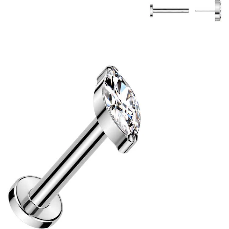 Titanium Labret zirconia marquise cut Push-In - Image 4