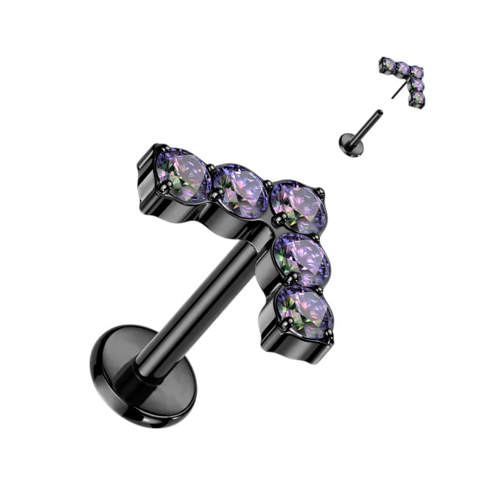 Titanium Labret L-shape 5 Zirconia Push-In - Image 5