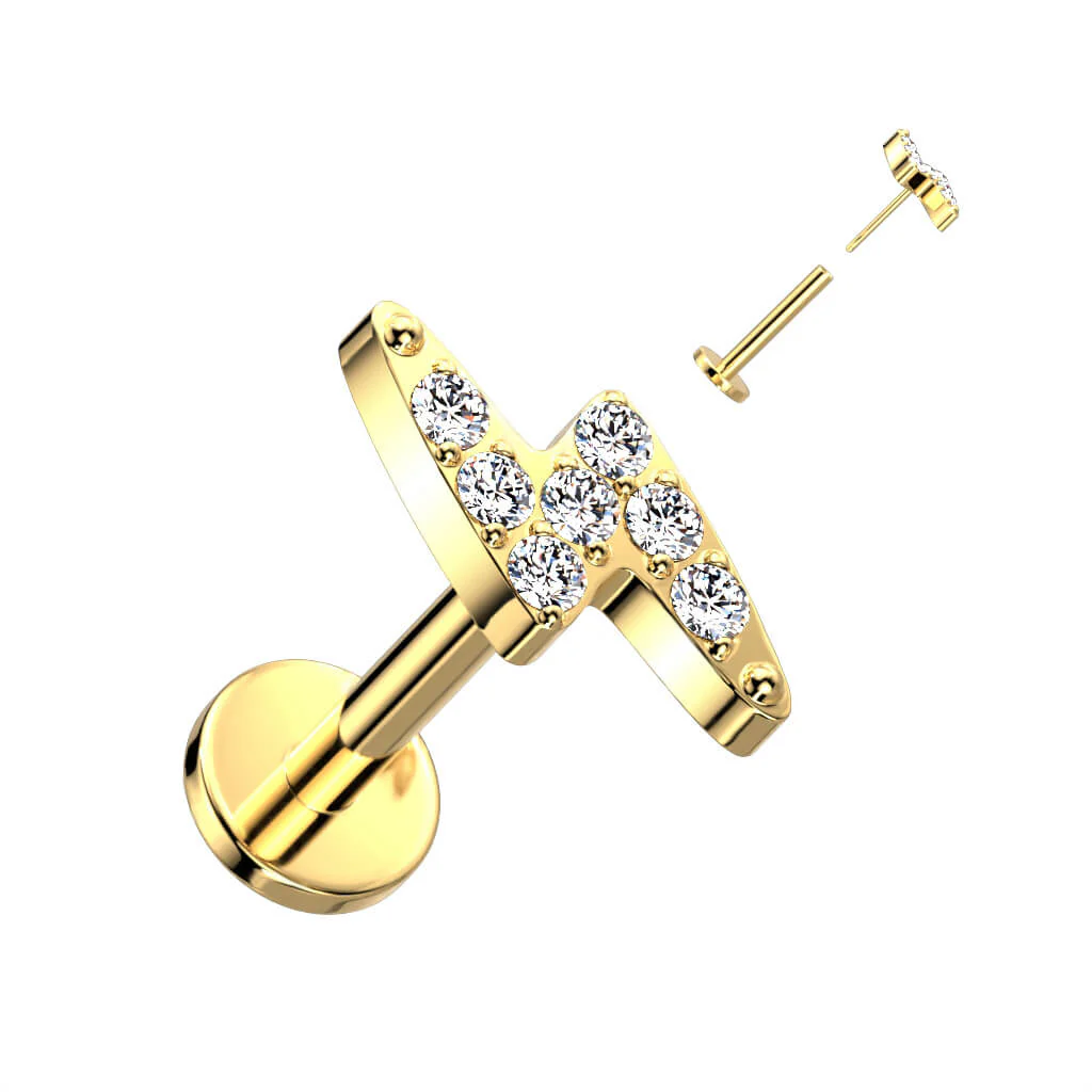 Titanium Labret Lightning Bolt Bolt Gold Silver Push-In - Image 2