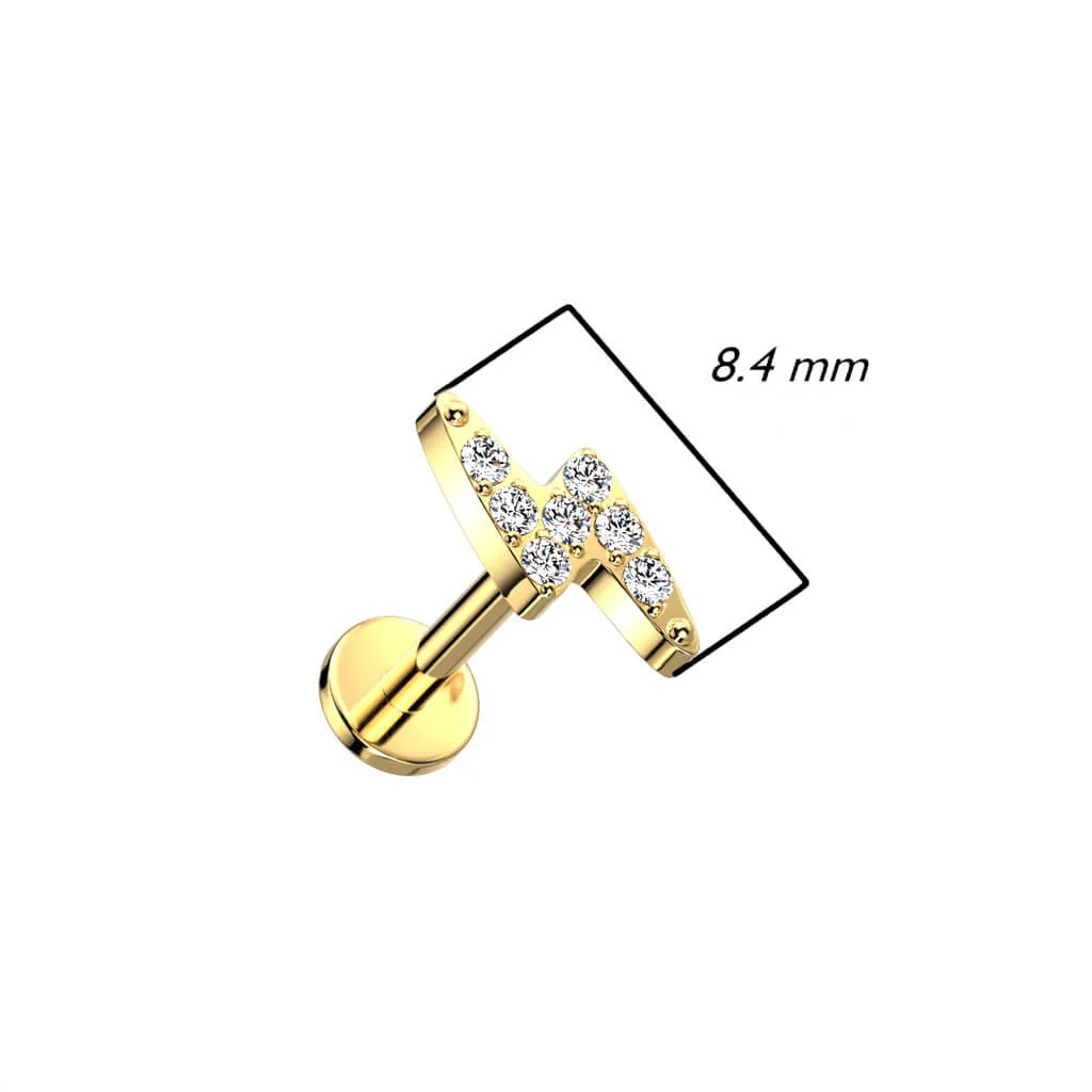 Titanium Labret Lightning Bolt Bolt Gold Silver Push-In - Image 3