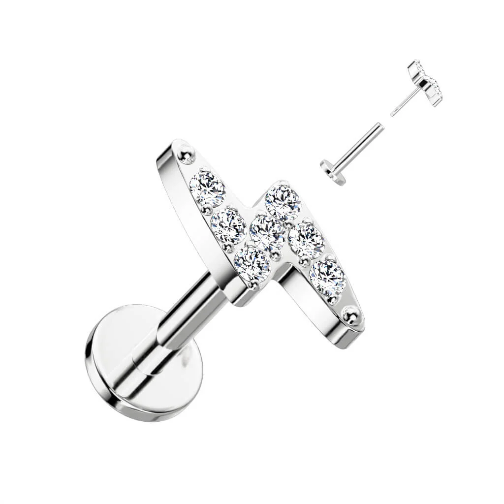 Titanium Labret Lightning Bolt Bolt Gold Silver Push-In - Image 4