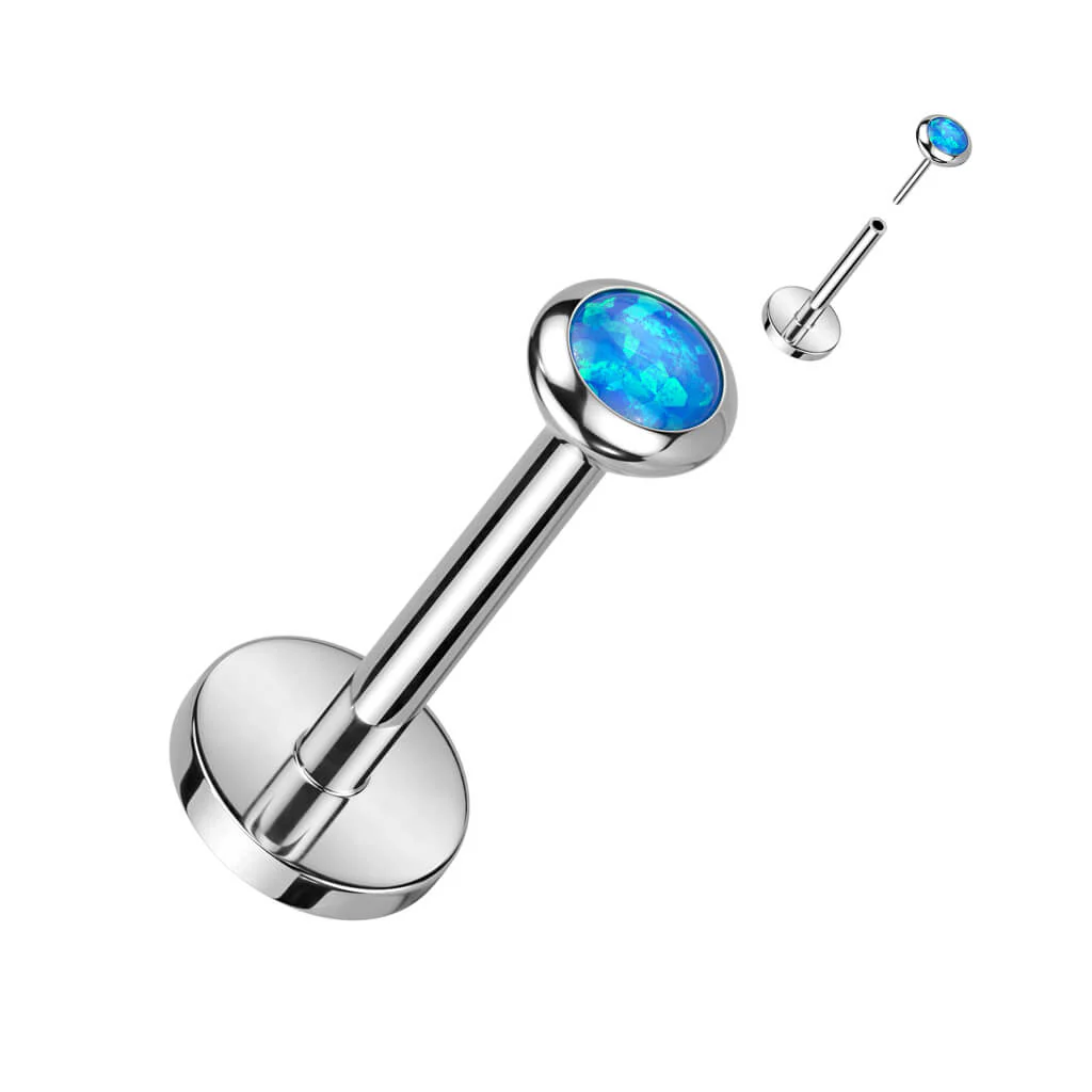 Titanium Labret Zirconia Opal Push-In - Image 7