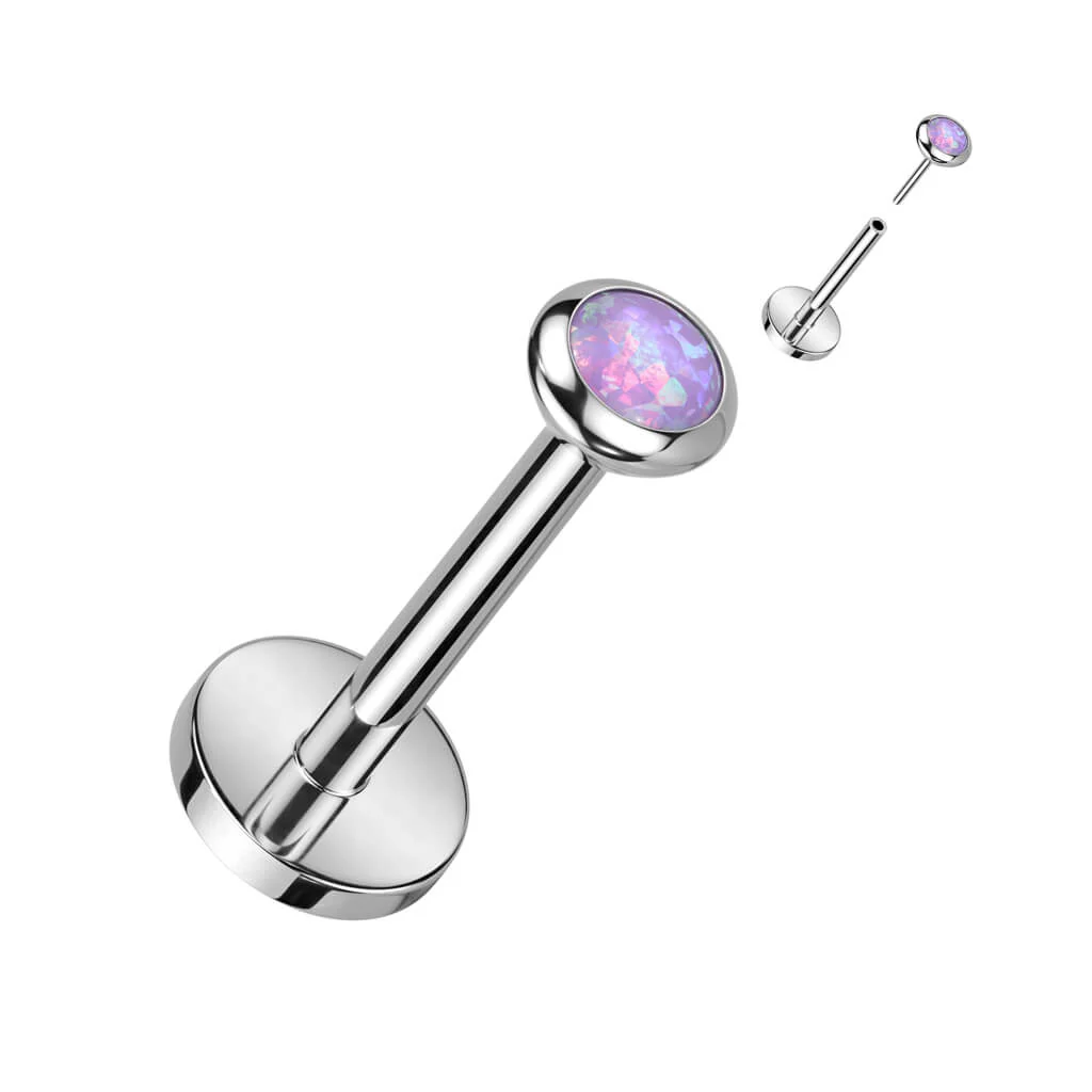 Titanium Labret Zirconia Opal Push-In - Image 9