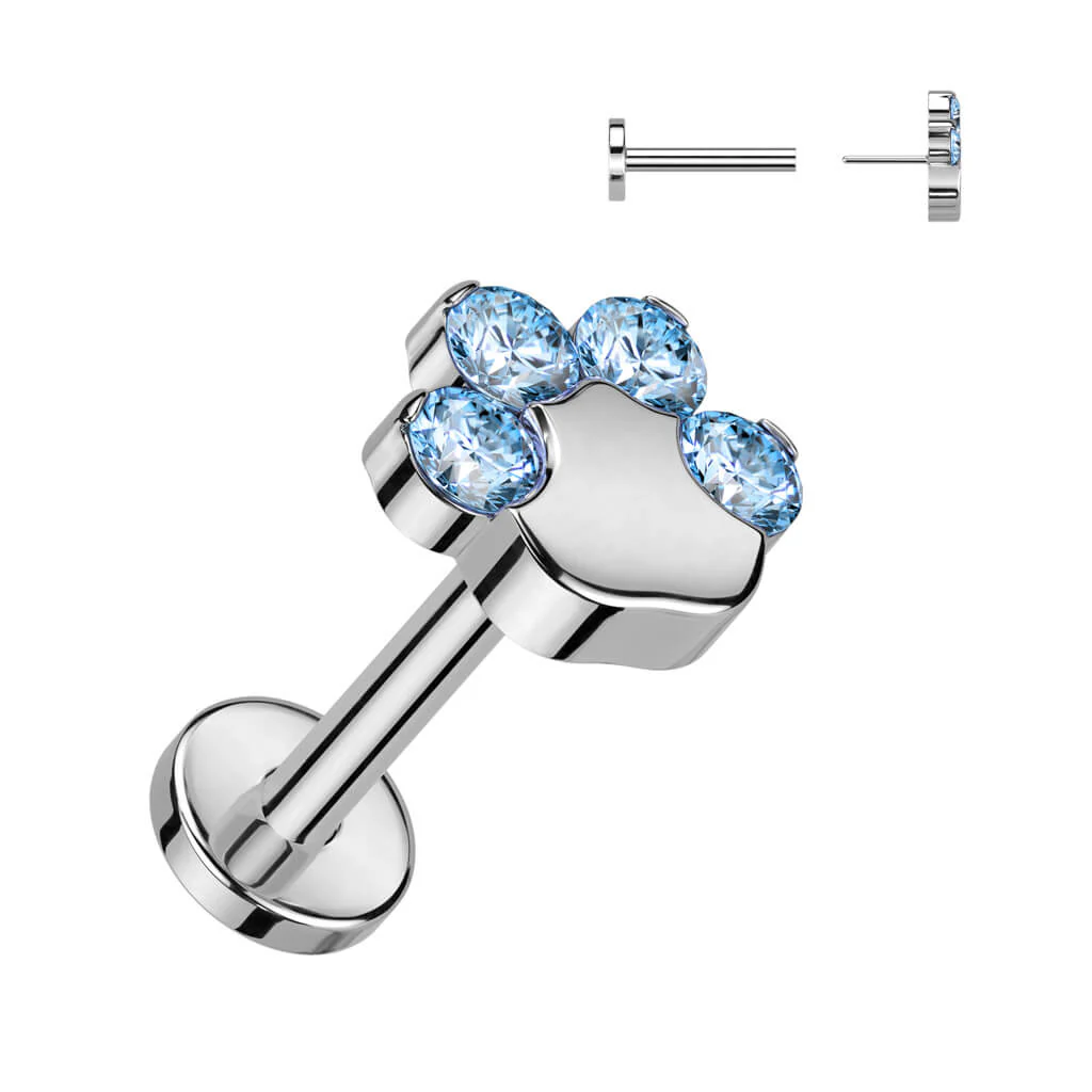 Titanium Labret Paw Zirconia Push-In - Image 8