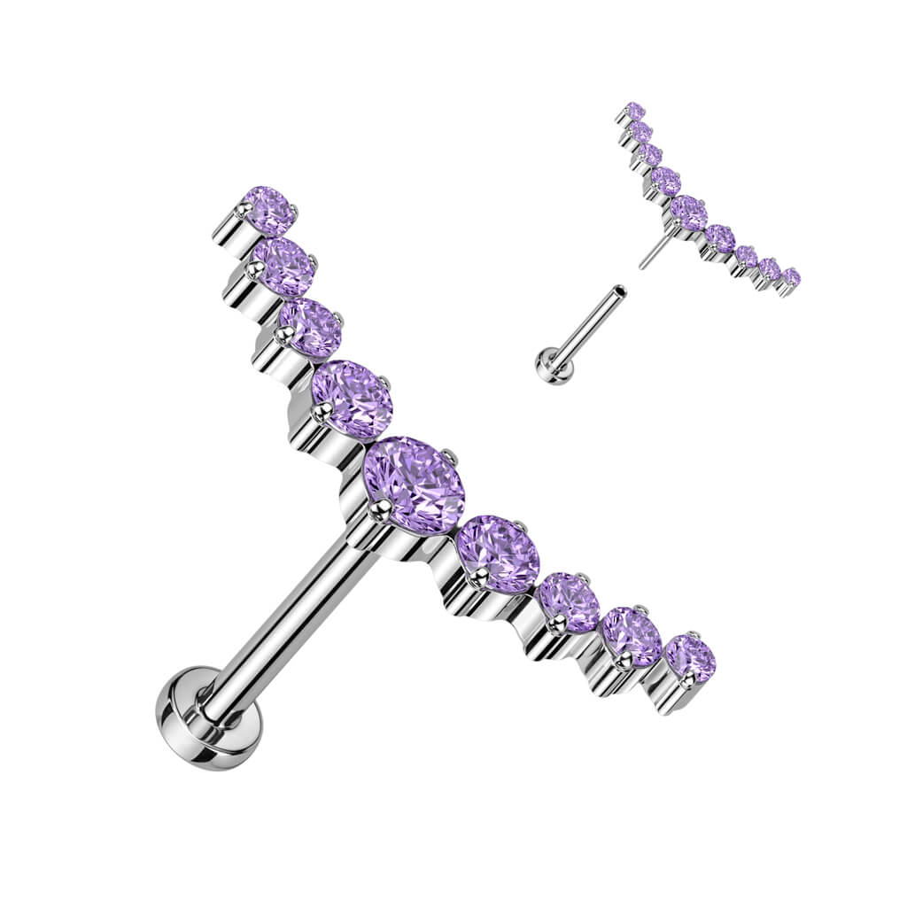 Titanium Labret Curved Zirconia Push-In - Image 2