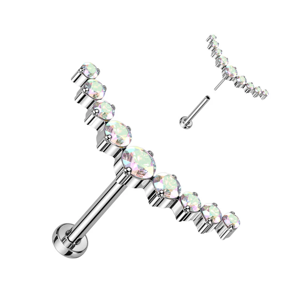 Titanium Labret Curved Zirconia Push-In - Image 3
