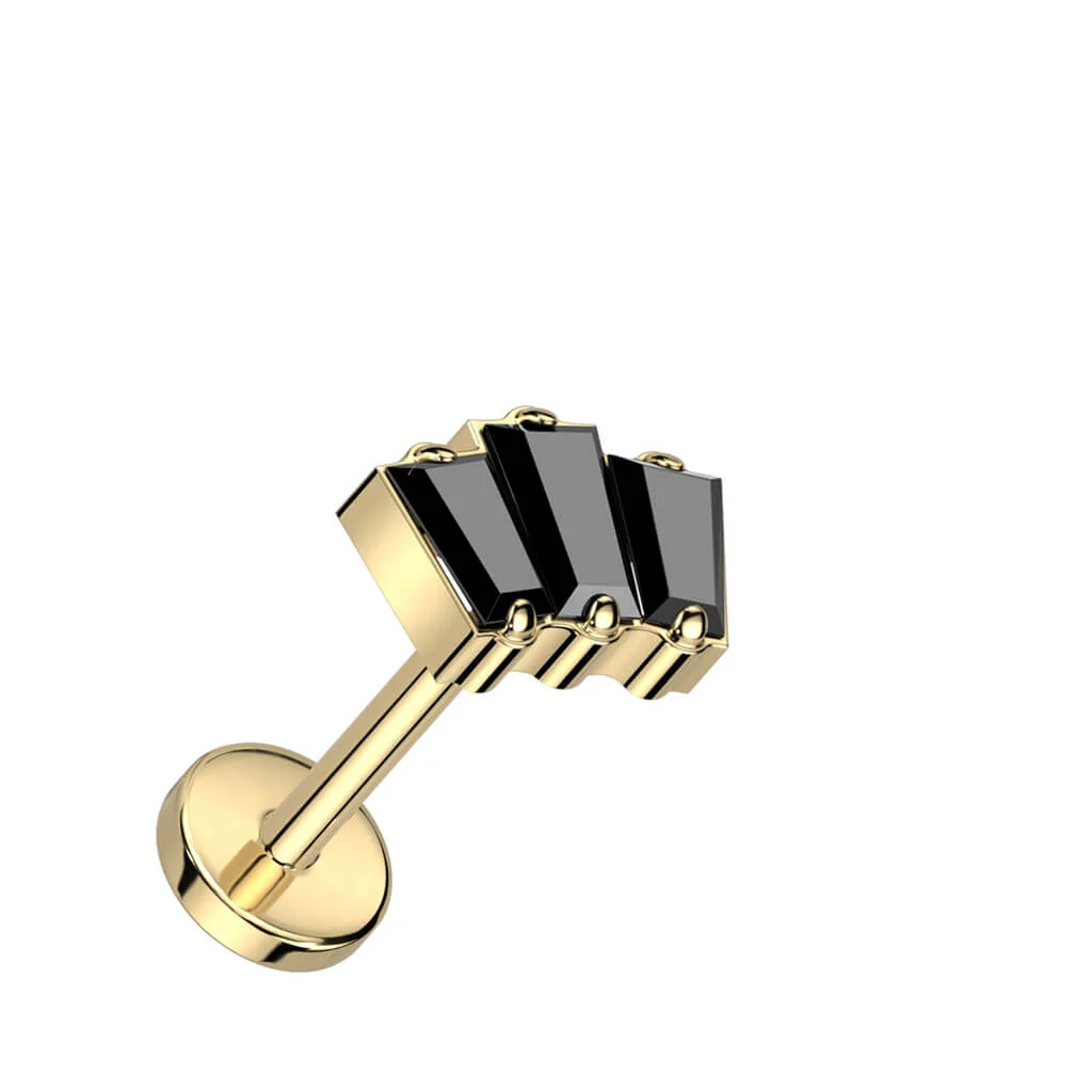 Titanium Labret 3 Baguette Zirconia Push-In - Image 5