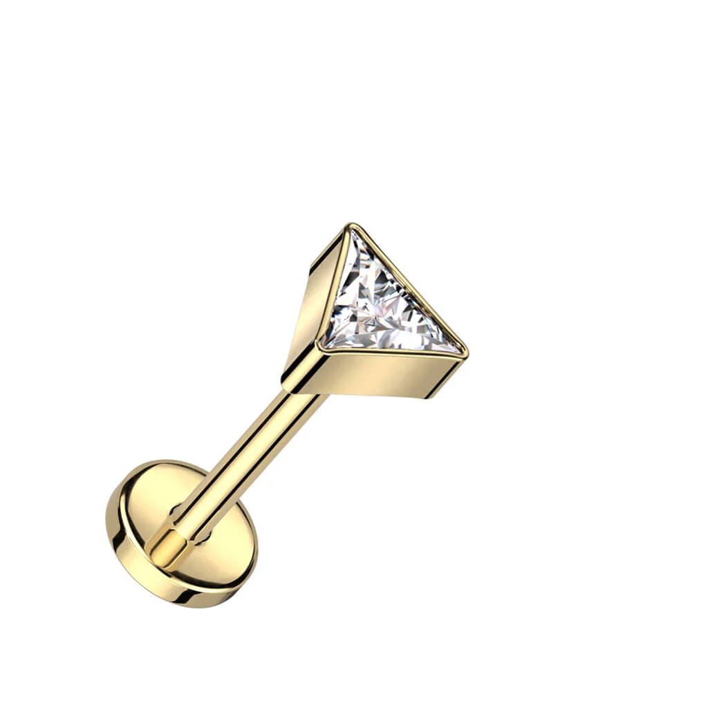 Titanium Labret Triangle Zirconia Push-In - Image 3