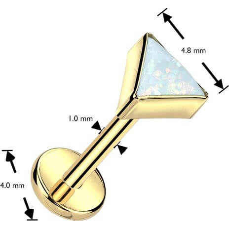 Titanium Labret top triangle bezel setting Push-In - Image 2