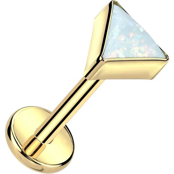 Titanium Labret top triangle bezel setting Push-In - Image 4