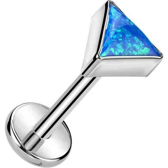 Titanium Labret top triangle bezel setting Push-In - Image 5