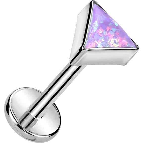 Titanium Labret top triangle bezel setting Push-In - Image 6