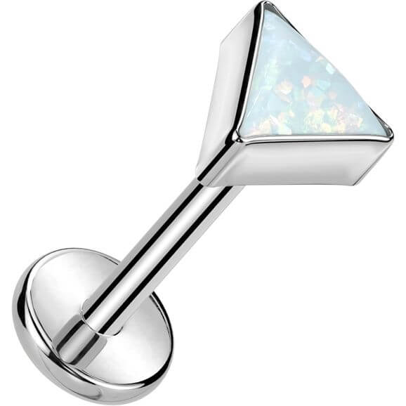 Titanium Labret top triangle bezel setting Push-In - Image 7