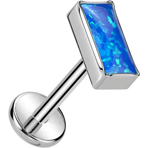 Titanium Labret top opal rectangular bezel setting Push-In - Image 5