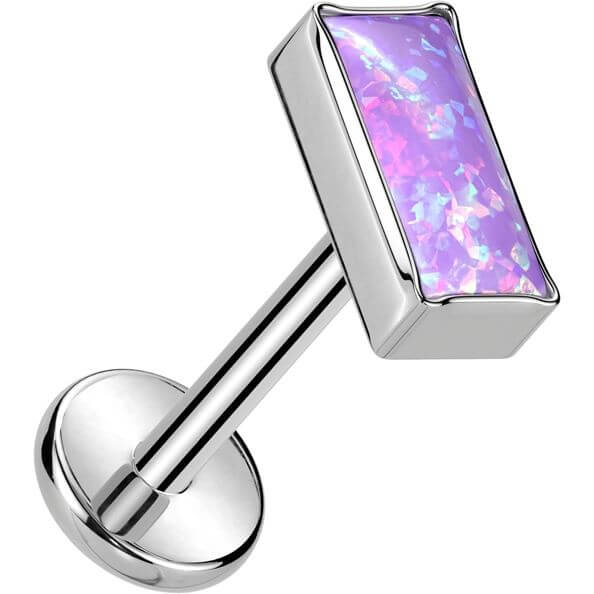Titanium Labret top opal rectangular bezel setting Push-In - Image 6