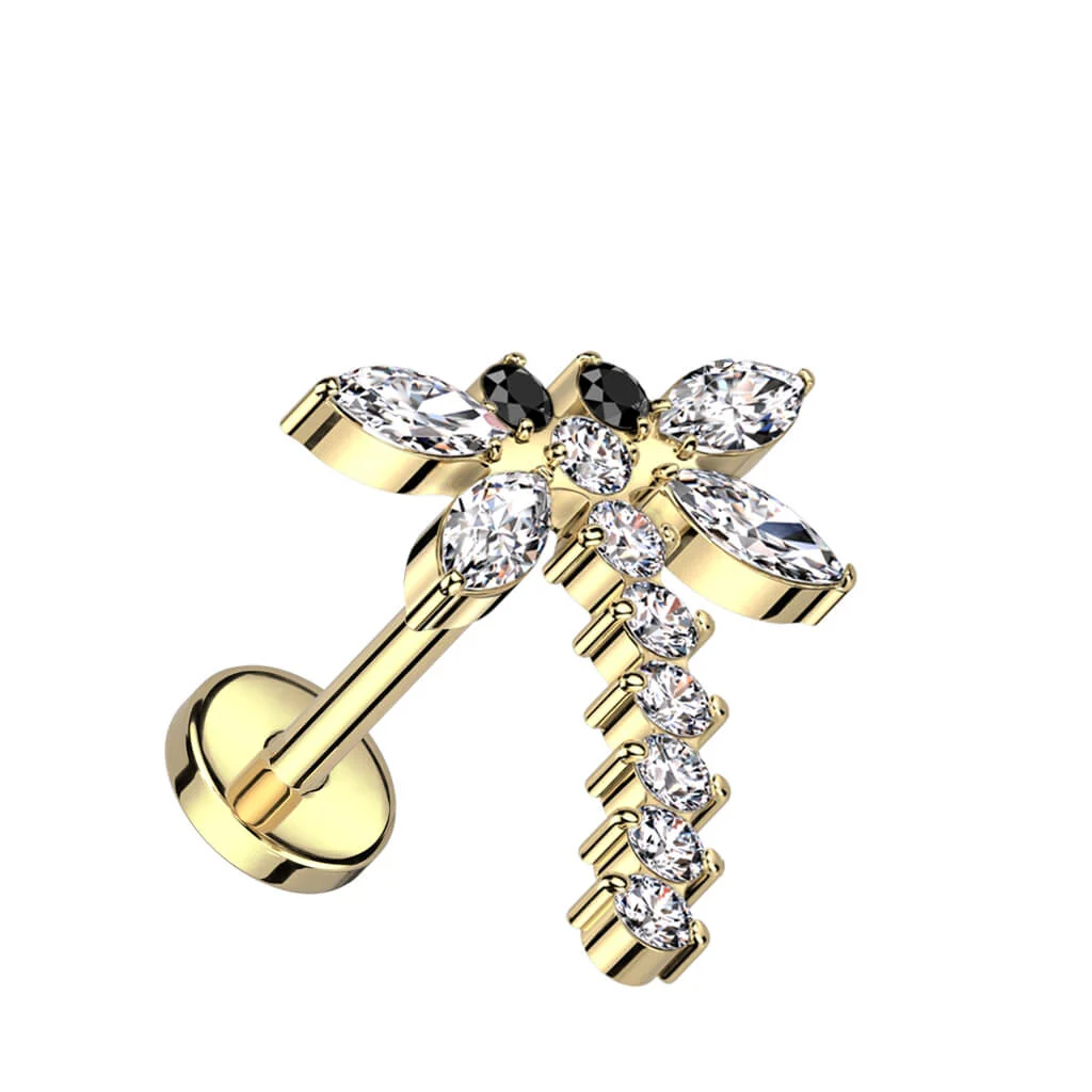 Titanium Labret Dragonfly Zirconia Push-In - Image 3