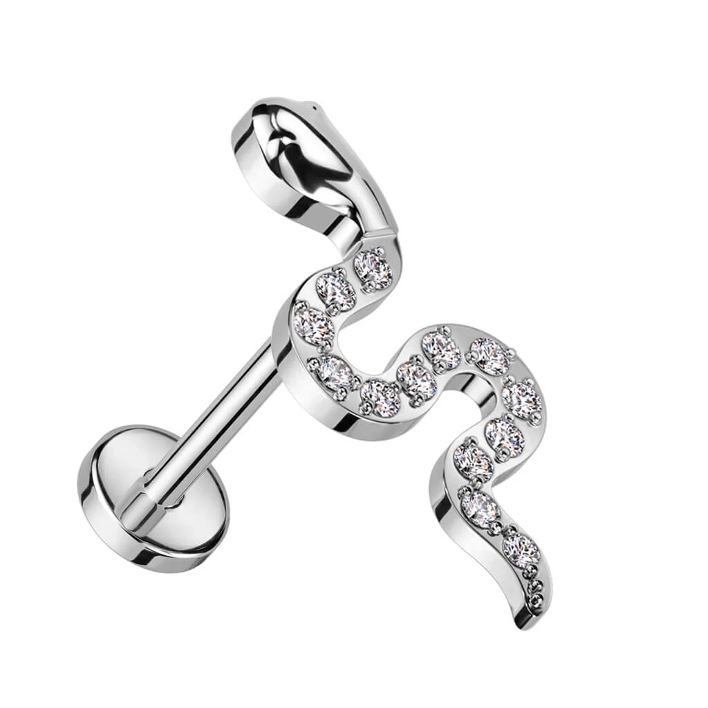 Titanium Labret Snake Zirconia Push-In - Image 2