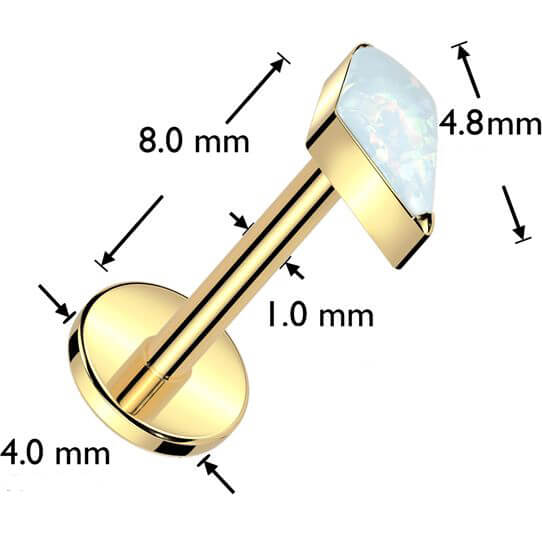 Titanium Labret diamond shaped zirconia opal Push-In - Image 2