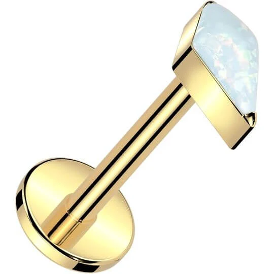 Titanium Labret diamond shaped zirconia opal Push-In - Image 6