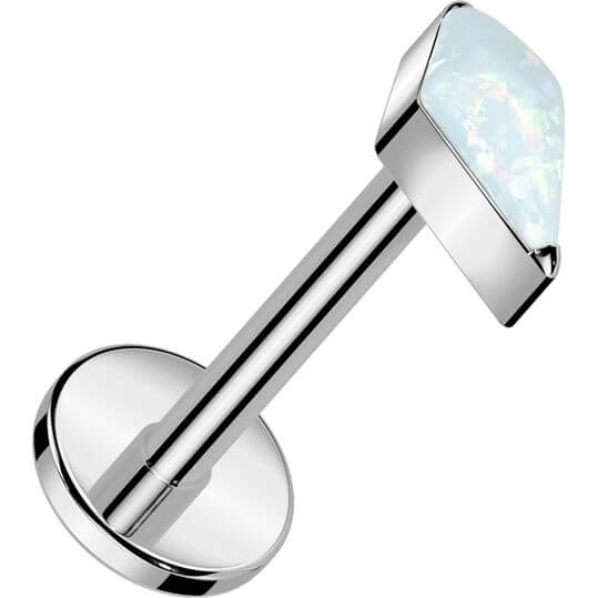 Titanium Labret diamond shaped zirconia opal Push-In - Image 8