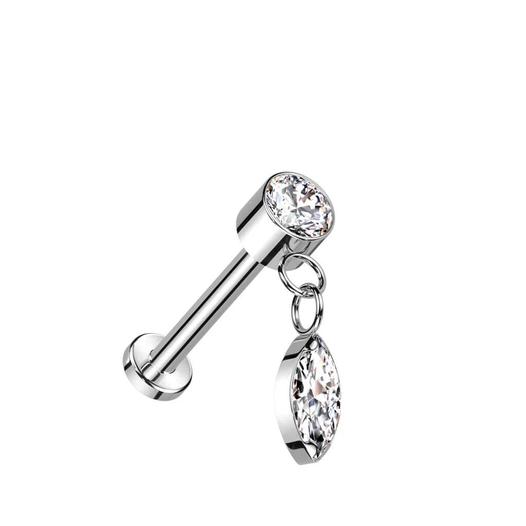 Titanium Labret Drop dangle Zirconia Push-In - Image 3