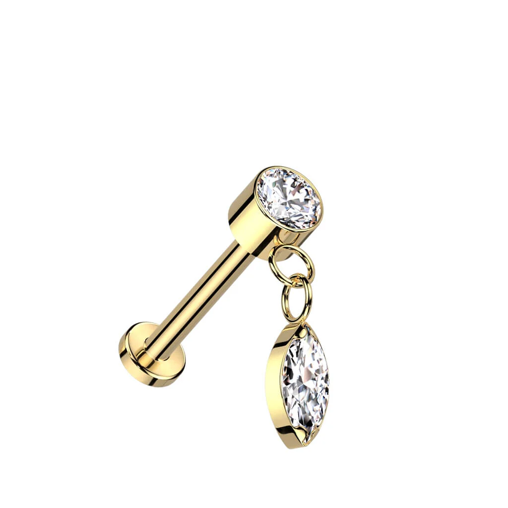 Titanium Labret Drop dangle Zirconia Push-In - Image 4