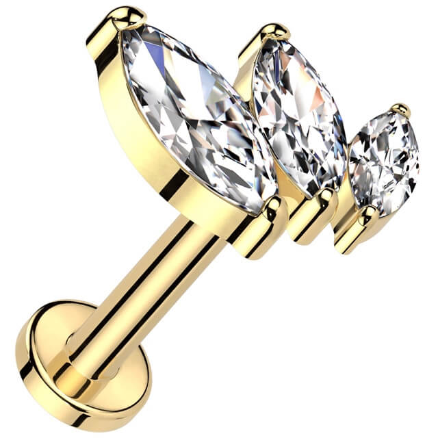 Titanium Labret marquise cut zirconia Push-In - Image 5