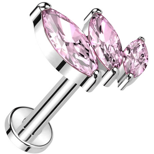Titanium Labret marquise cut zirconia Push-In - Image 6