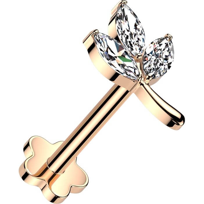 Titanium Labret 3 zirconia marquise cut leaf Push-In - Image 5