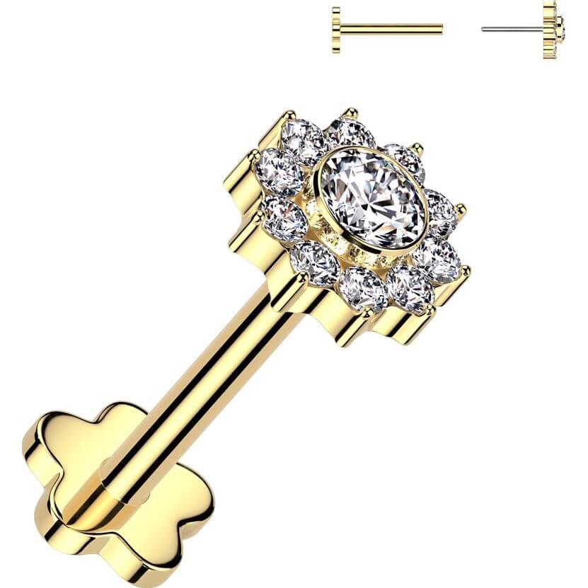 Titanium Labret flower zirconia Push-In - Image 3